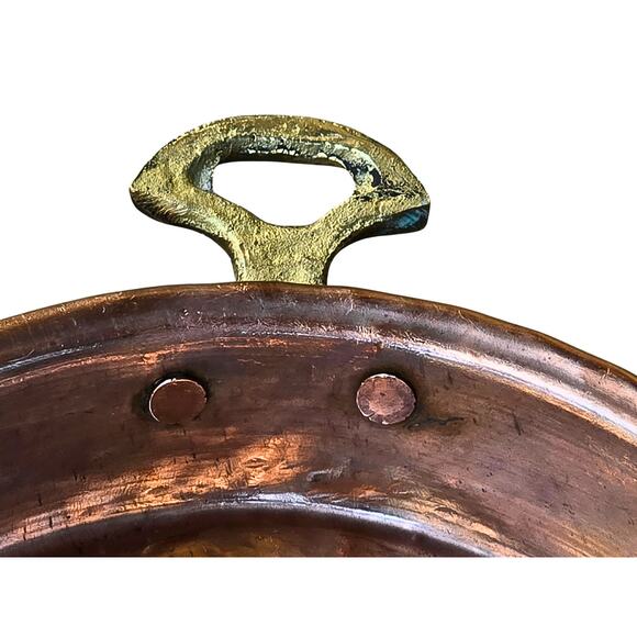 Solid Copper French Escargot Pan Egg Poacher Decorative Brass Handle Mid Century - Picture 7 of 13
